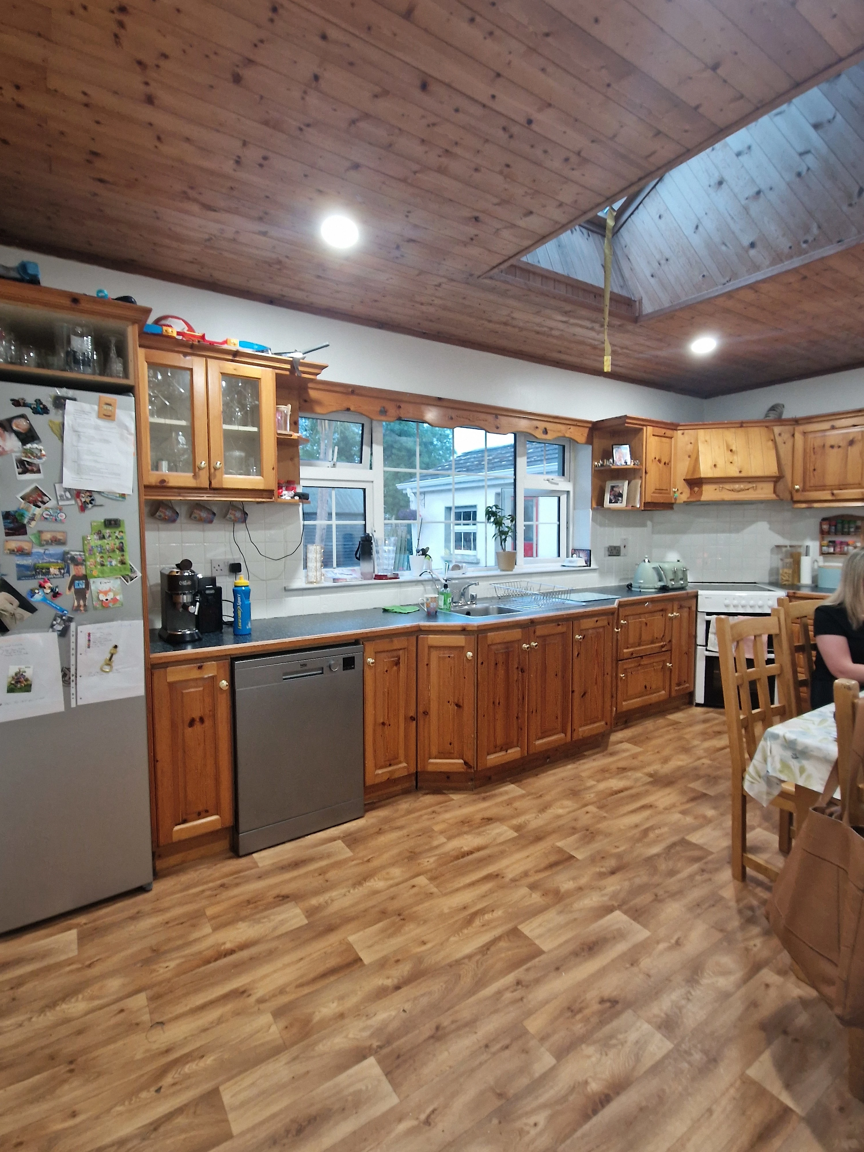 In a recent episode of The Salvage Squad, Cathy Angelini led the transformation of this pine kitchen