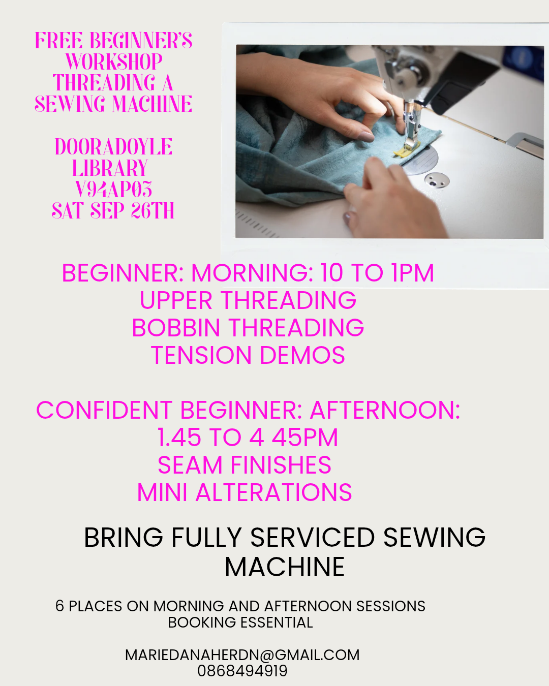 Beginners machine sewing