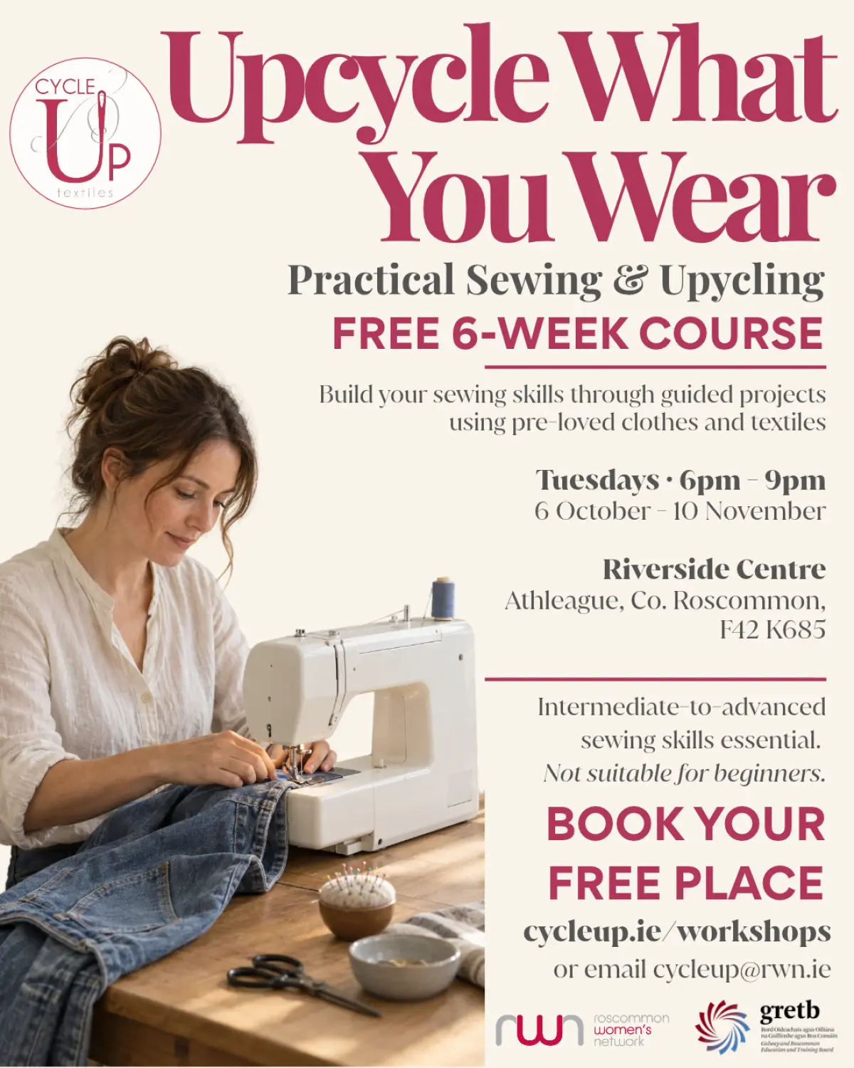 FREE Six-Week Course! Upcycle What You Wear: Practical Sewing & Upcycling - Begins 6 October
